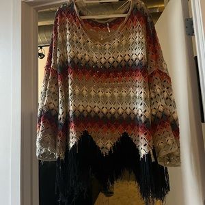 Colorful free people crochet top with front at the bottom